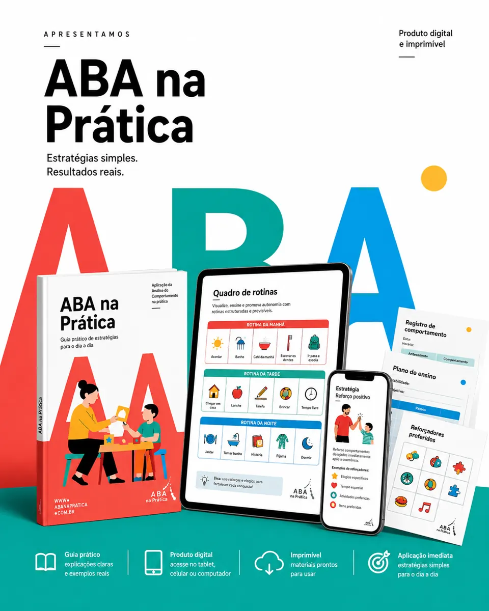 Guia ABA na Prática no tablet, celular e impresso